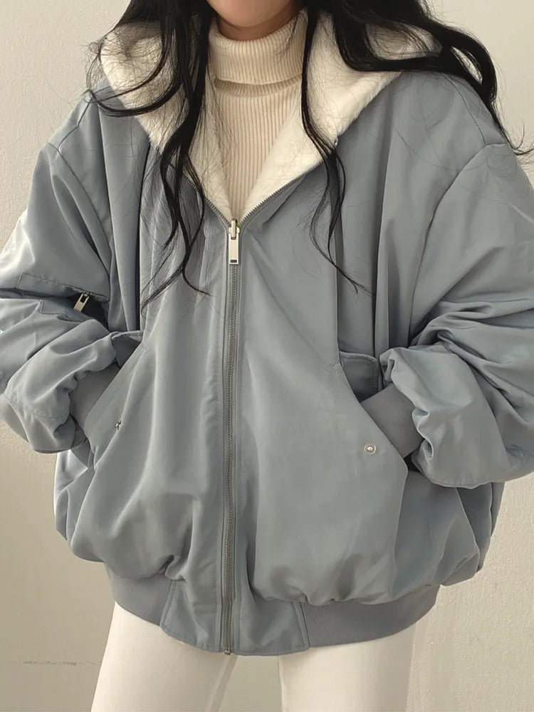 Oversized down jacket for women with a soft faux fur lining - J&B; - 2 - London-stylehouse.com
