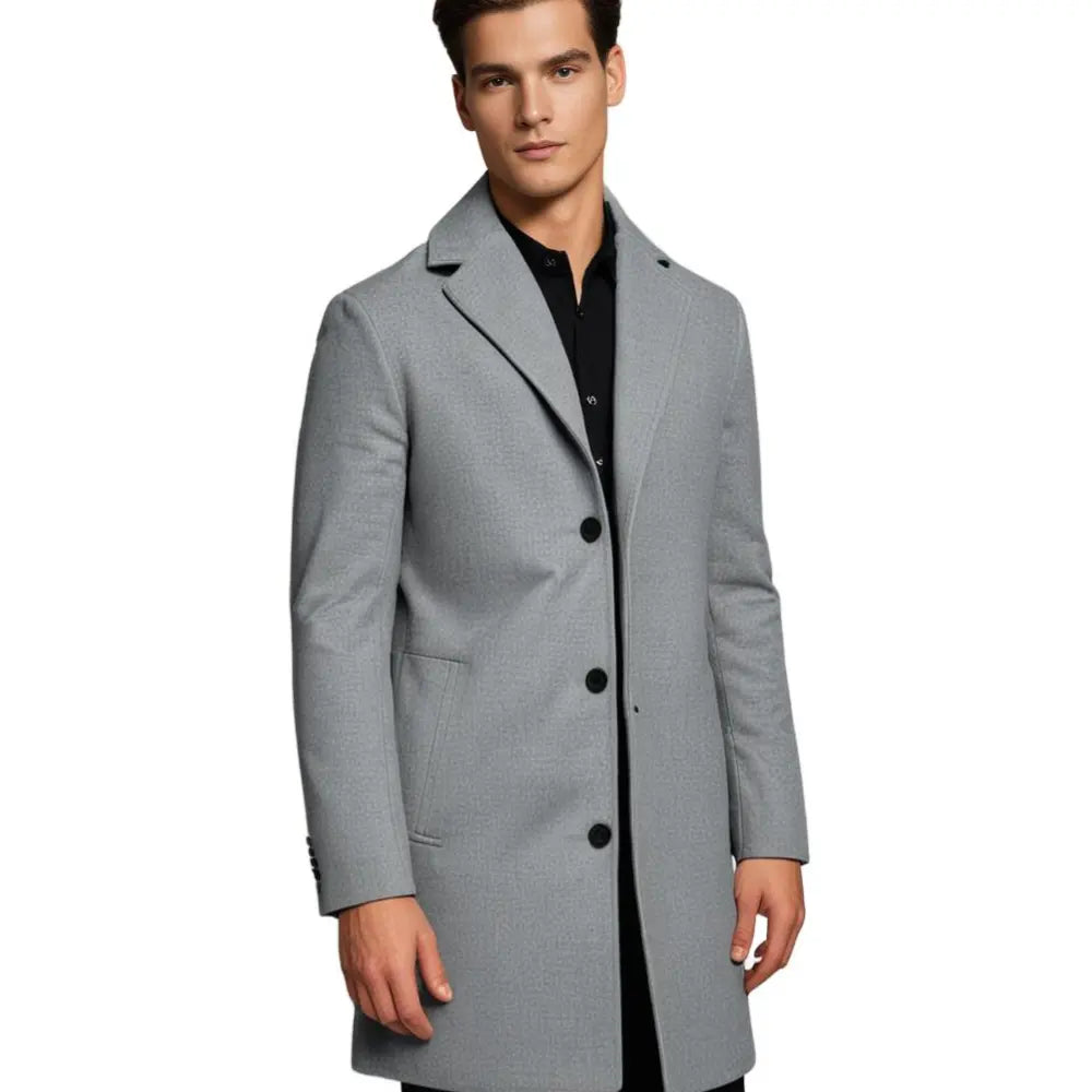 Men’s winter coat in a tailored fit with a drooping lapel and button placket - J&B; - 7 - London-stylehouse.com
