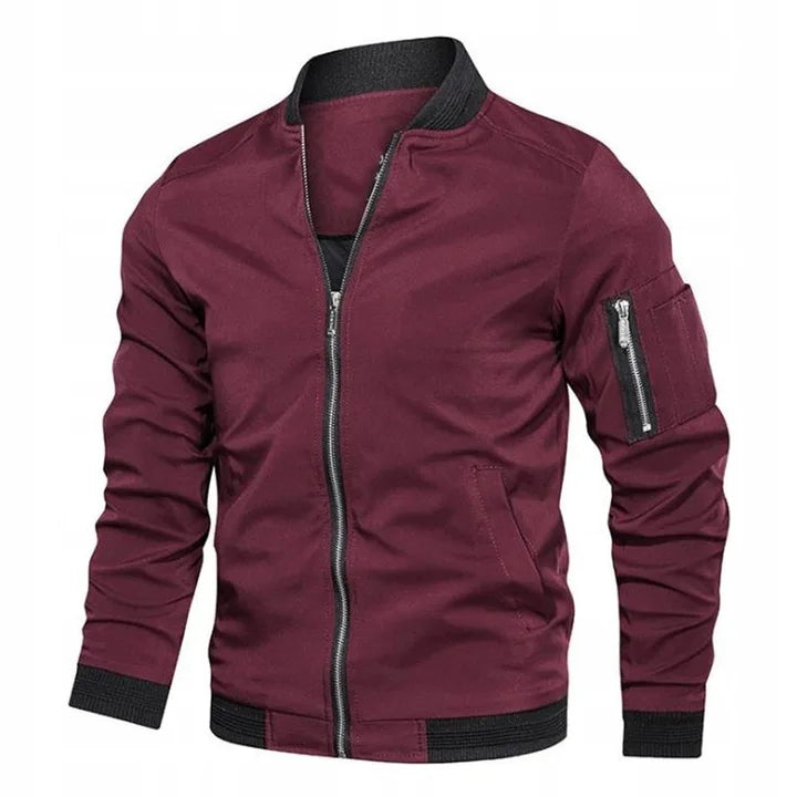 Men’s slim-fit bomber jacket with zip - J&B; - 3 - London-stylehouse.com