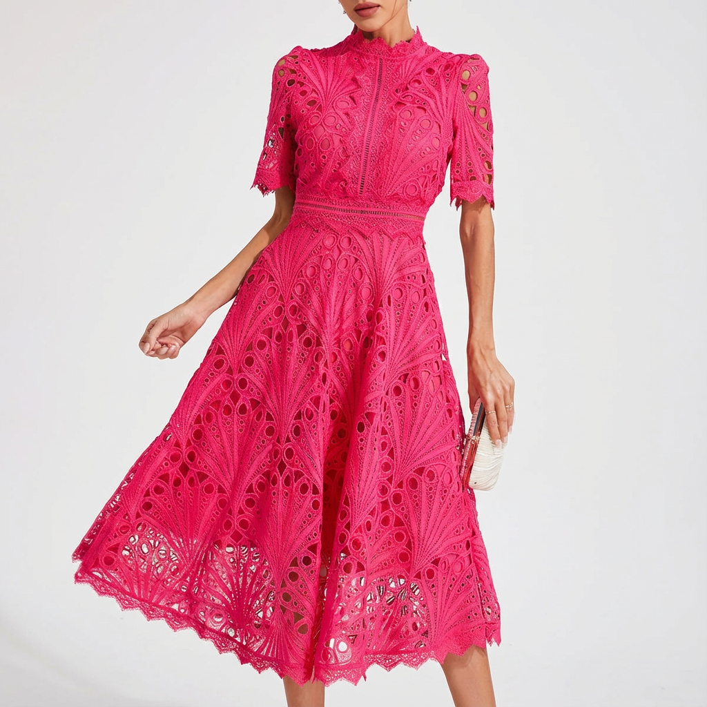 Ines – Women Lace Detail Midi Dress - Image 2
