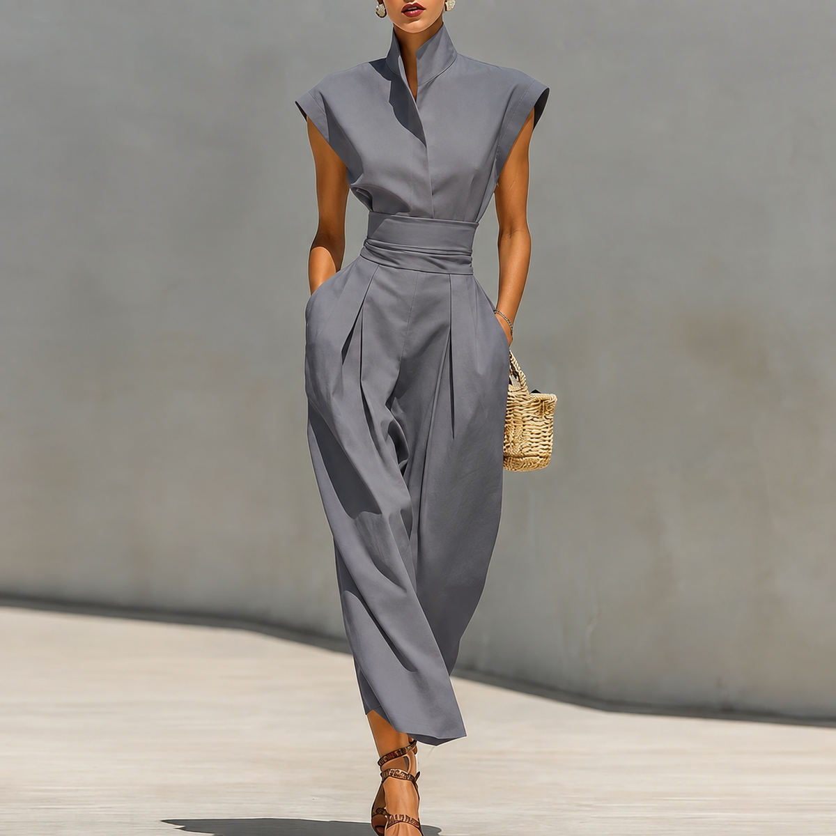 Elegant Women's Midi Dress with Pleated Detail | L&S