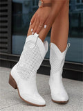 Women’s cowboy boots with perforations and block heels - J&B; - 1 - London-stylehouse.com