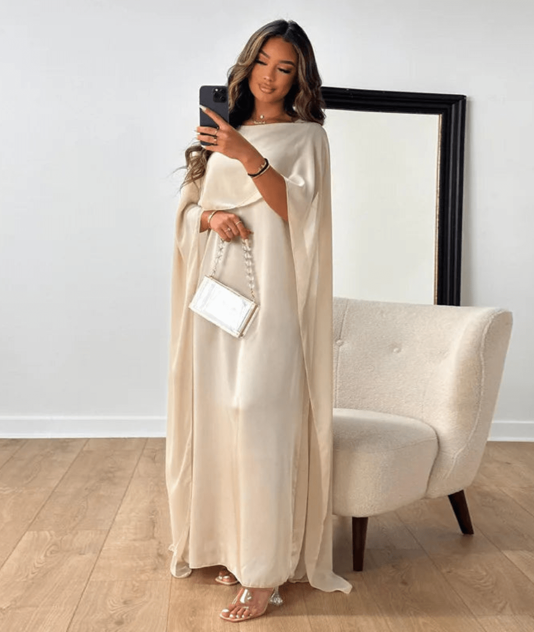 Lea – Elegant  Draped Sleeve Dress - Image 1