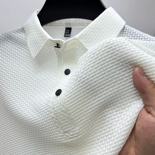 Theo textured button-up shirt in white