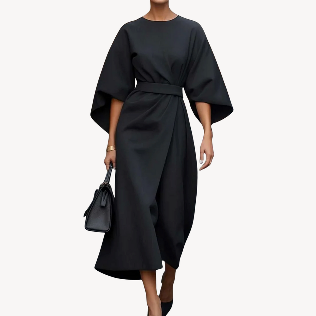 Wrap Dress Women's Elegant Cut with Statement Sleeves - Image 2