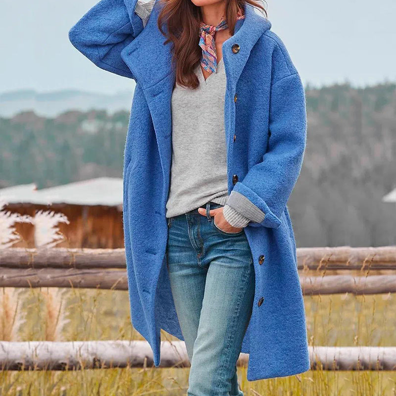 Women’s coat with hood and button placket - J&B; - 2 - London-stylehouse.com