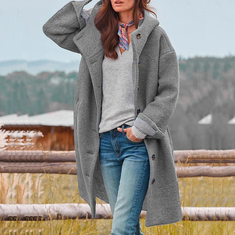 Women’s coat with hood and button placket - J&B; - 4 - London-stylehouse.com