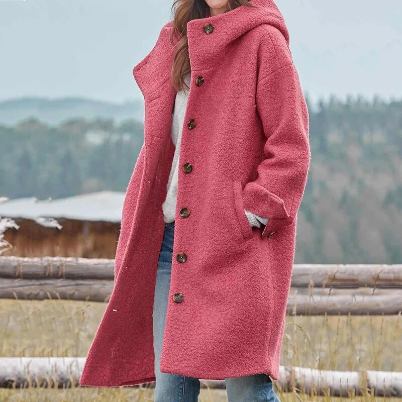 Women’s coat with hood and button placket - J&B; - 5 - London-stylehouse.com