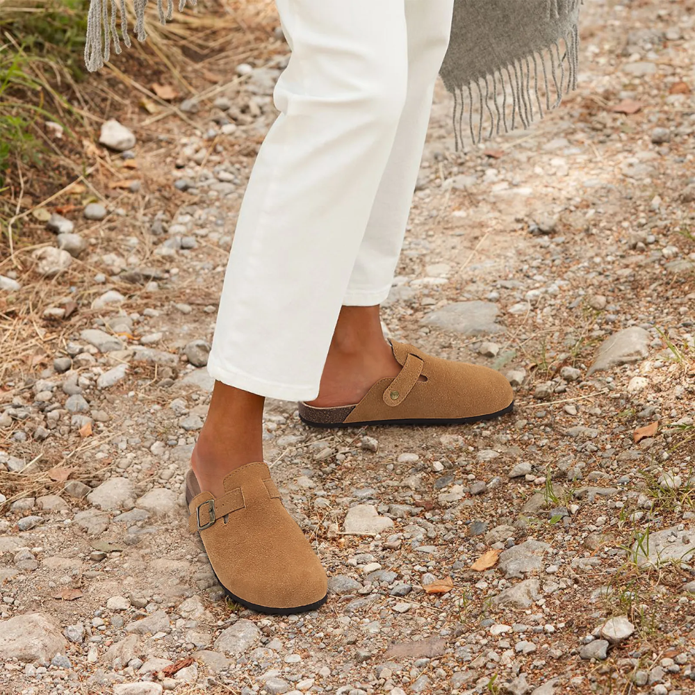 Petra – Women Suede Slip-On Clogs - Image 1