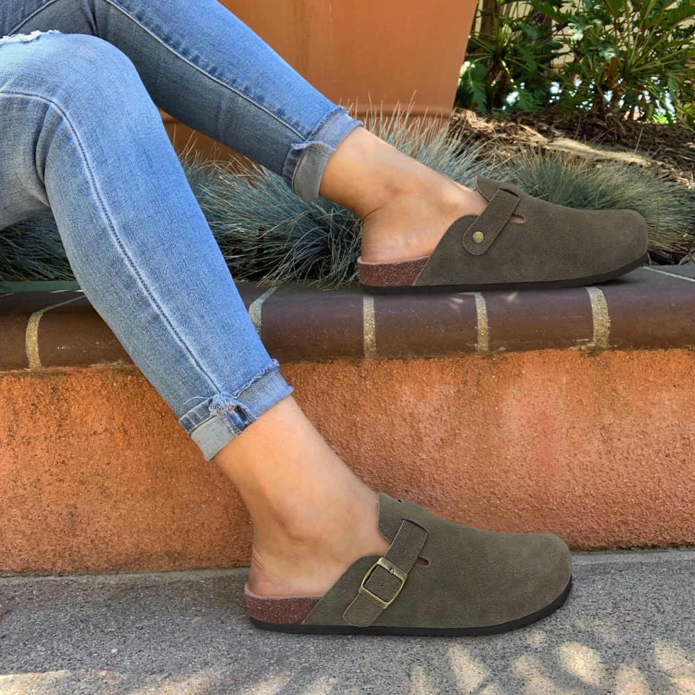 Petra – Women Suede Slip-On Clogs - Image 7