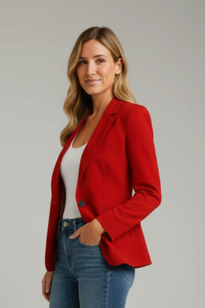 Women’s blazer with a drooping lapel and one button - J&B; - 1 - London-stylehouse.com