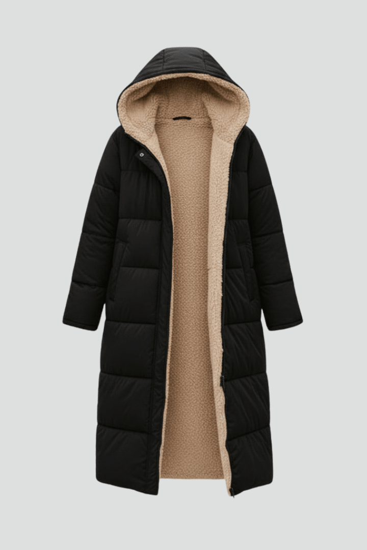 Long women’s down coat with hood and soft lining - J&B; - 8 - London-stylehouse.com