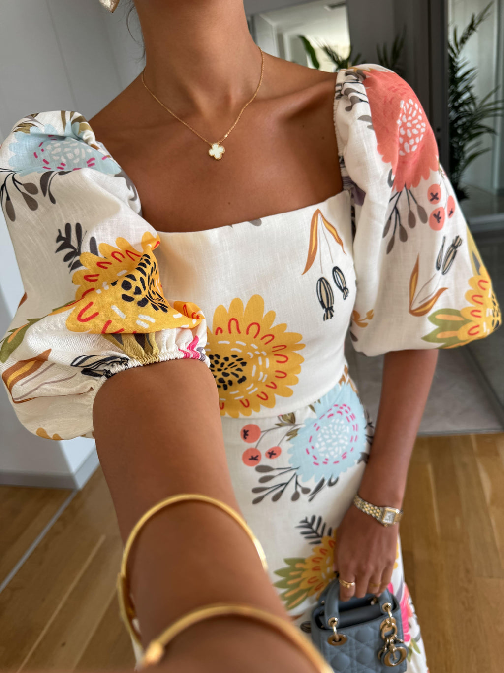 Sarah – Floral Square-Neck Puff Dress for Women - Image 6