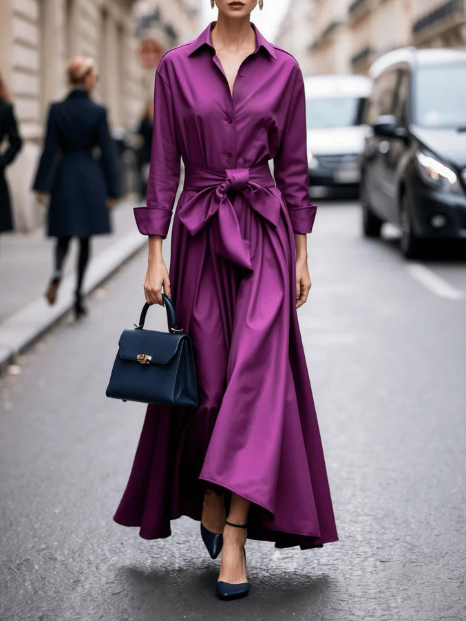 Vanessa – Women Long-Sleeve Tie Dress - Image 1