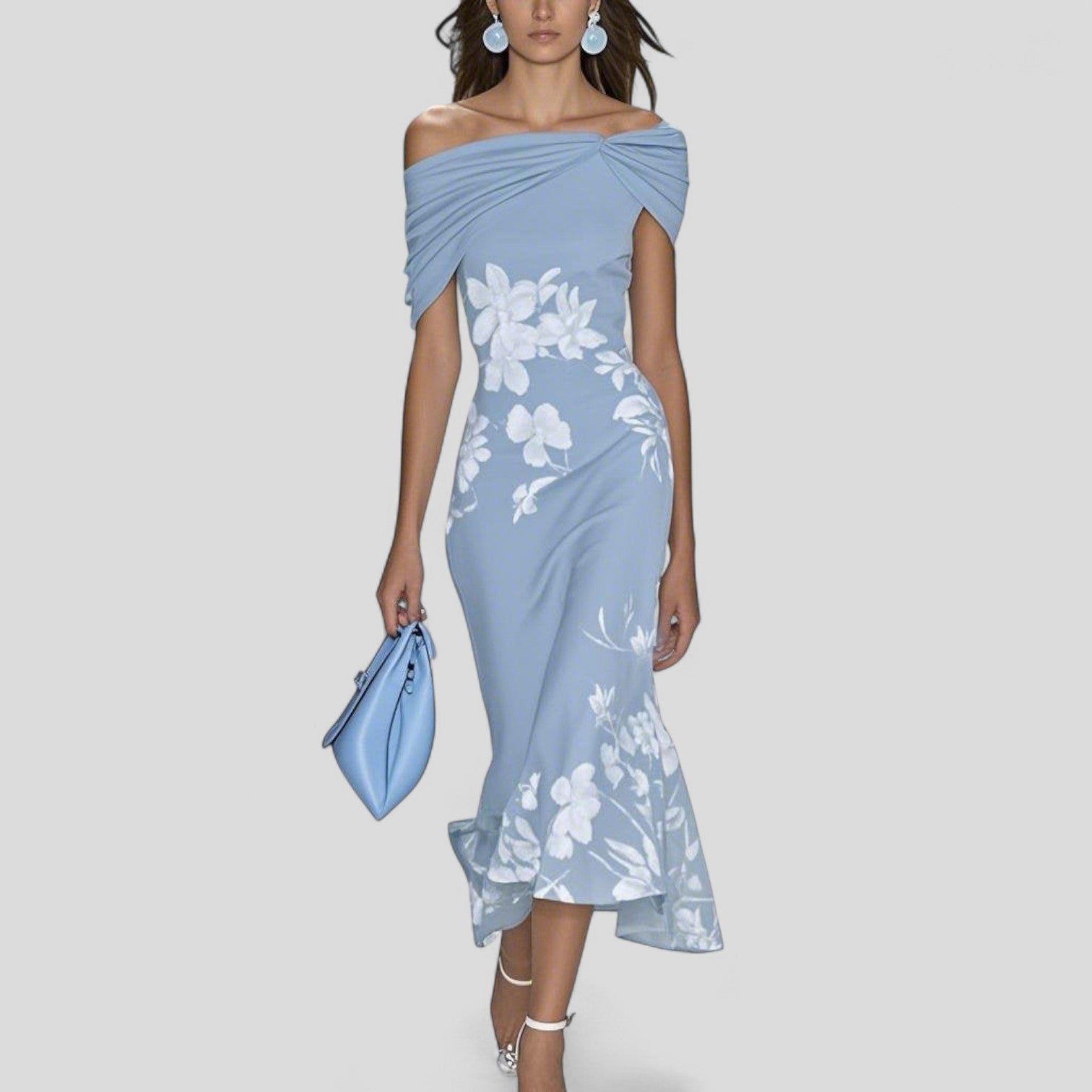 Vanessa – Elegant Off-Shoulder Floral Dress - Image 2