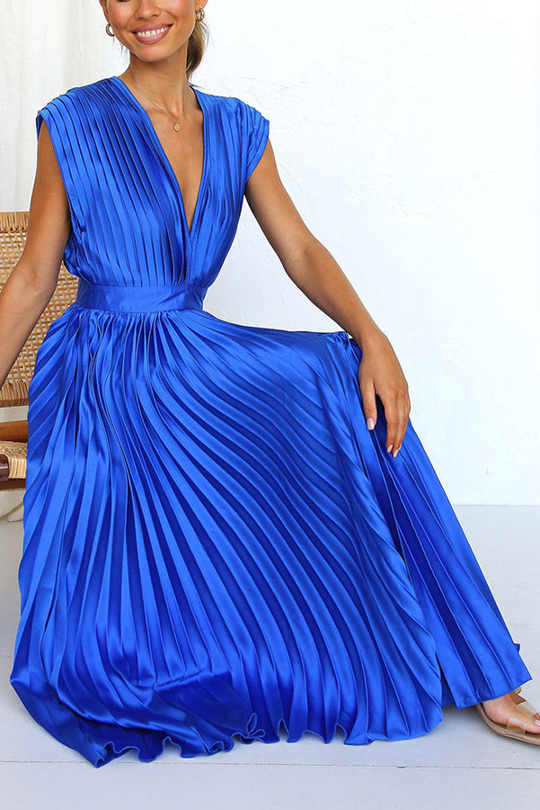 Mia – Women Satin Pleated Maxi Dress - Image 10