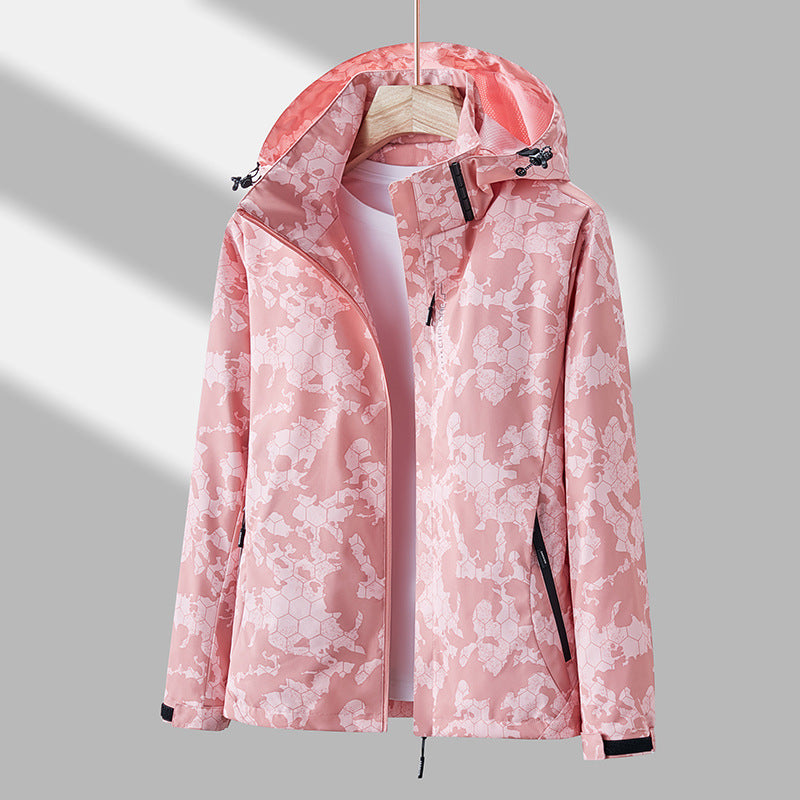 Women’s hooded windbreaker with a floral pattern - J&B; - 1 - London-stylehouse.com