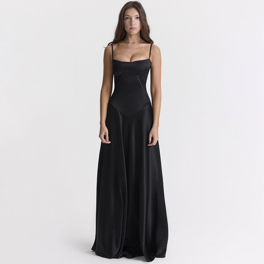Ingrid – Elegant satin maxi dress with tie back for Women - Image 6