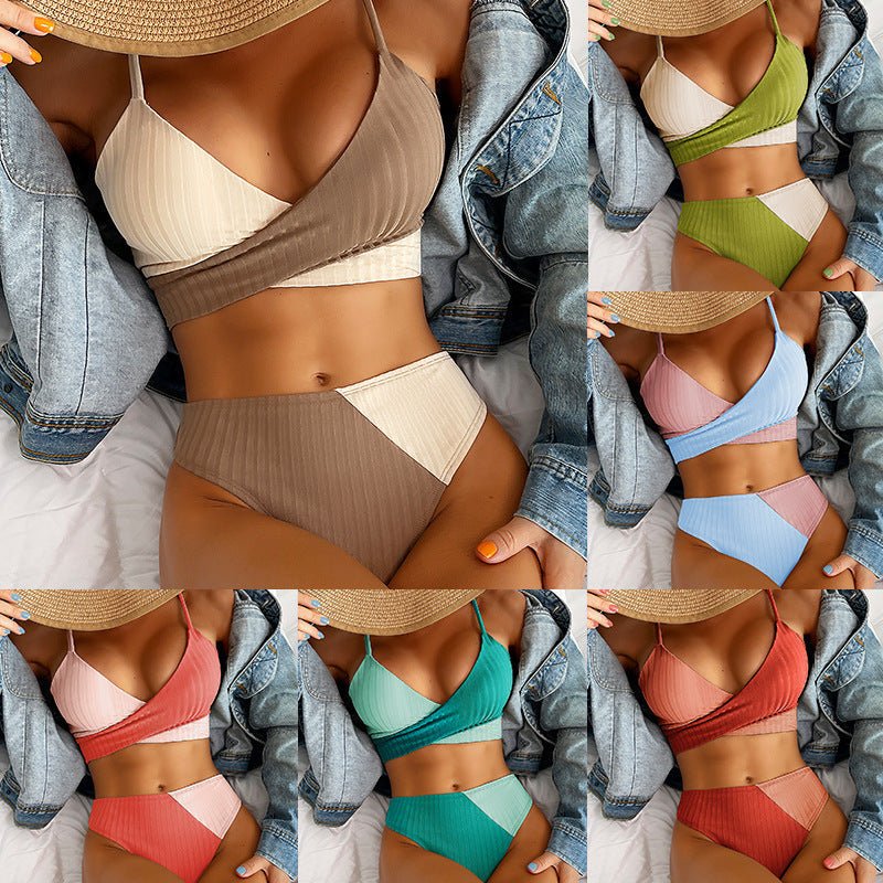 Bikini Women's Two-Piece Set with High-Waisted Bottom and Wrap Top - Image 2