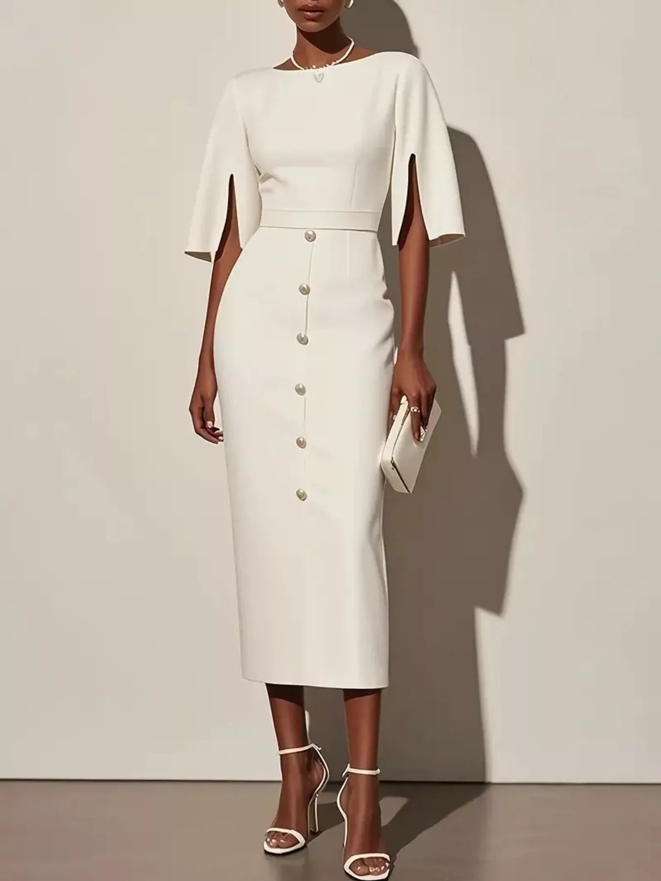 Elvira – Elegant Slit Sleeve Dress - Image 4