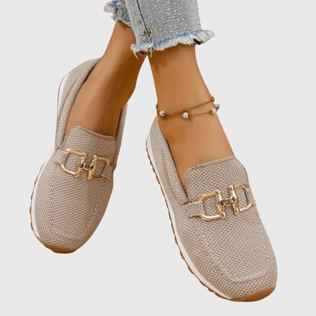 Britta metal accent slip-on loafers in beige