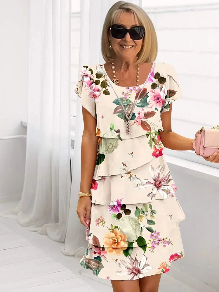 Frieda – Women Ruffled Floral Pleated Dress - Image 4