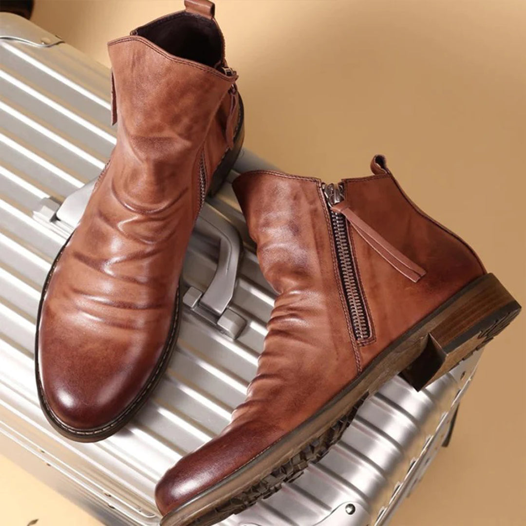 Men’s ankle boots with a zip and a soft drape - J&B; - 1 - London-stylehouse.com