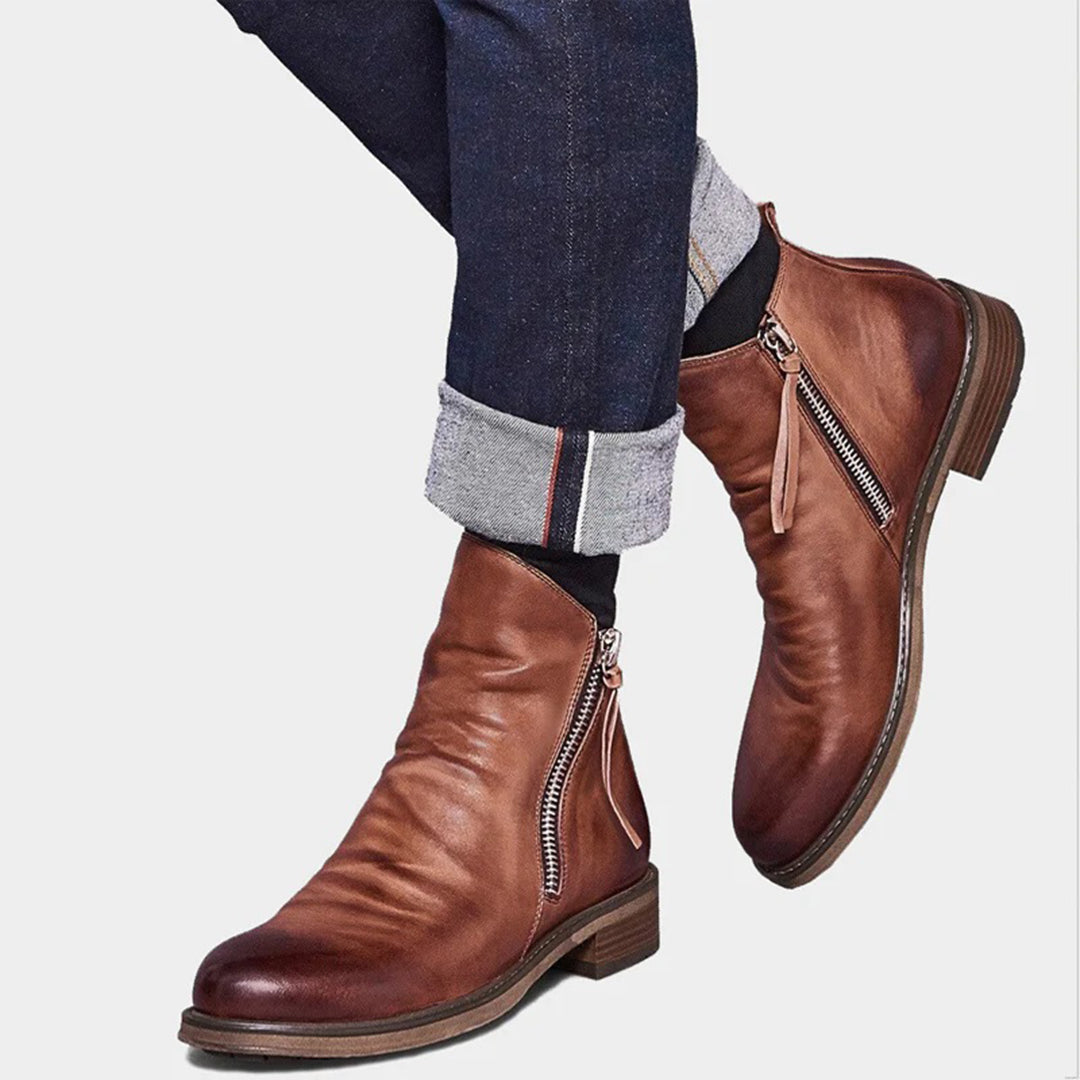 Men’s ankle boots with a zip and a soft drape - J&B; - 5 - London-stylehouse.com