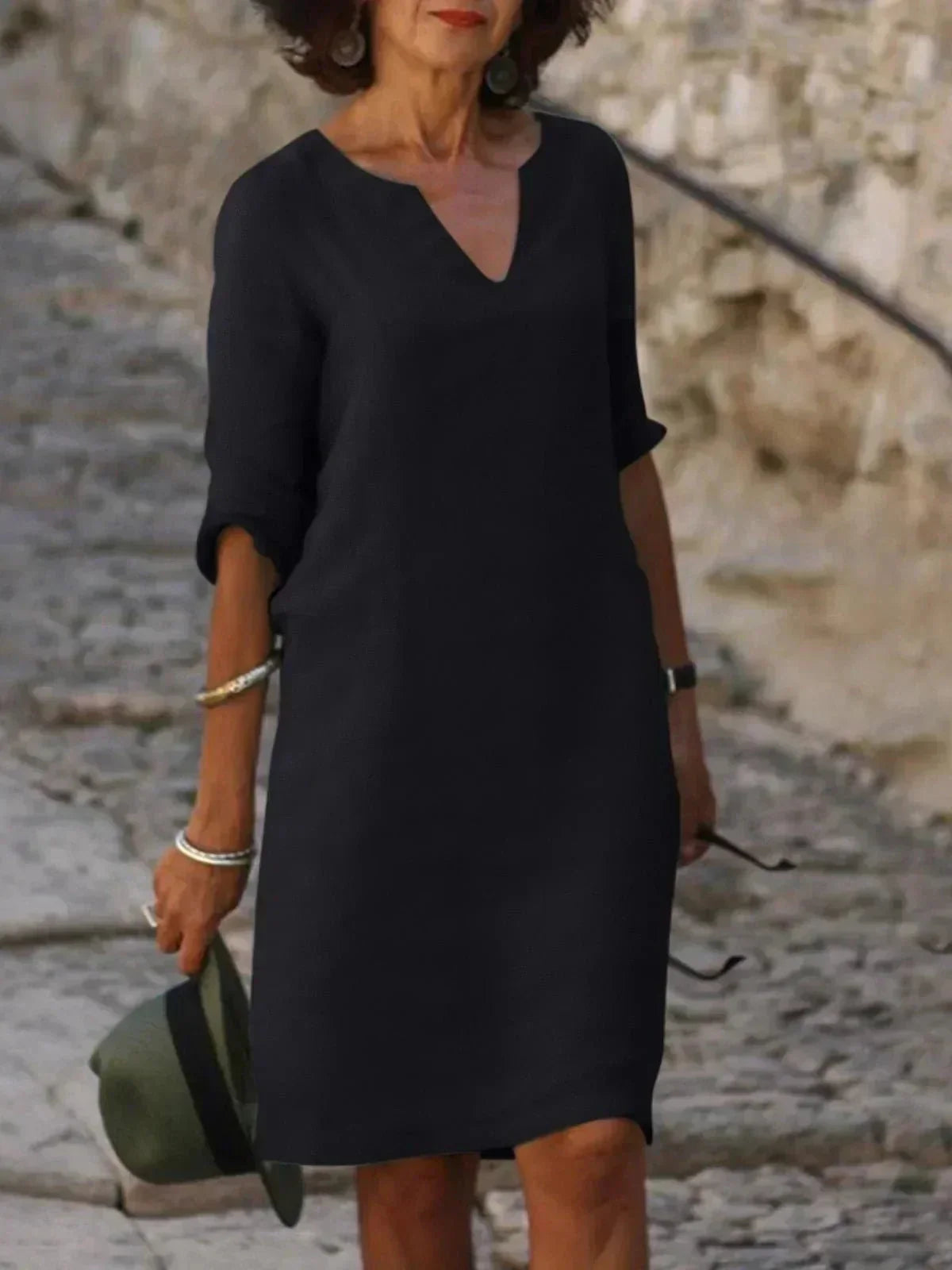 Chloe – Effortless V-Neck Midi Dress for Women - Image 3