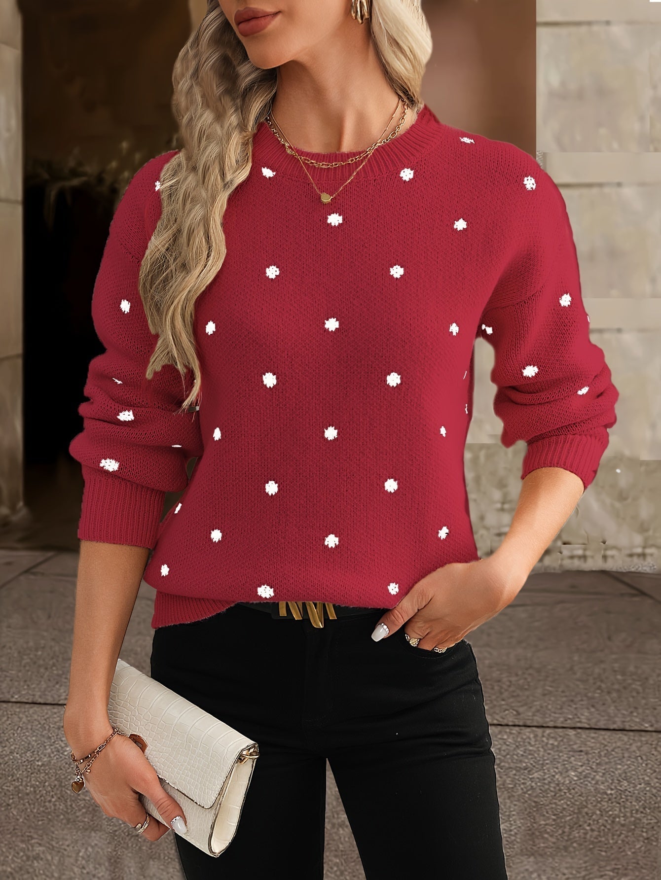 Women’s polka-dot jumper – Round neckline and loose fit - J&B; - 9 - London-stylehouse.com