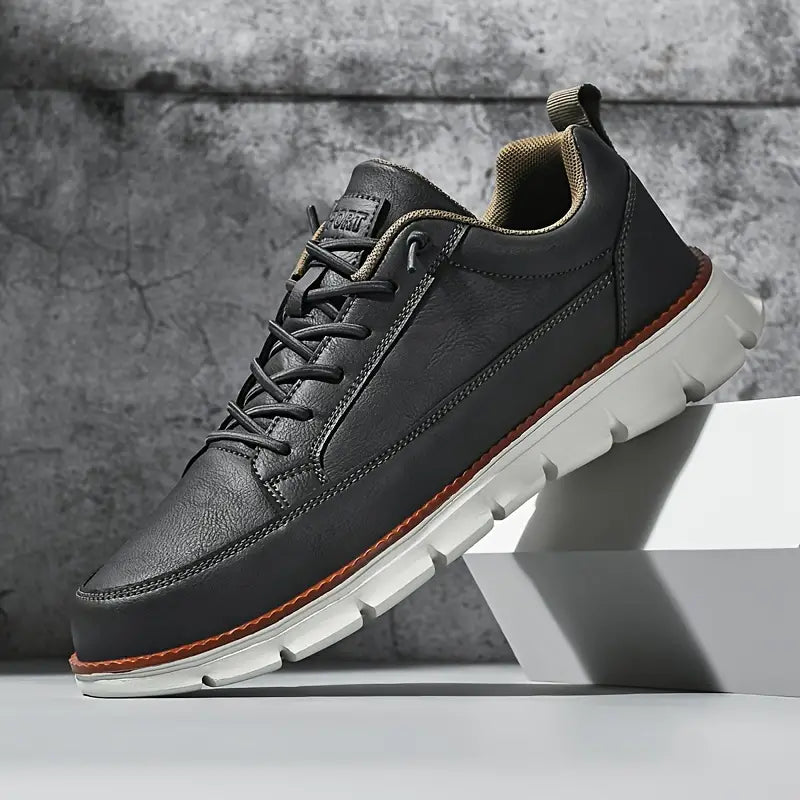 Karl orthopedic leather shoes in charcoal