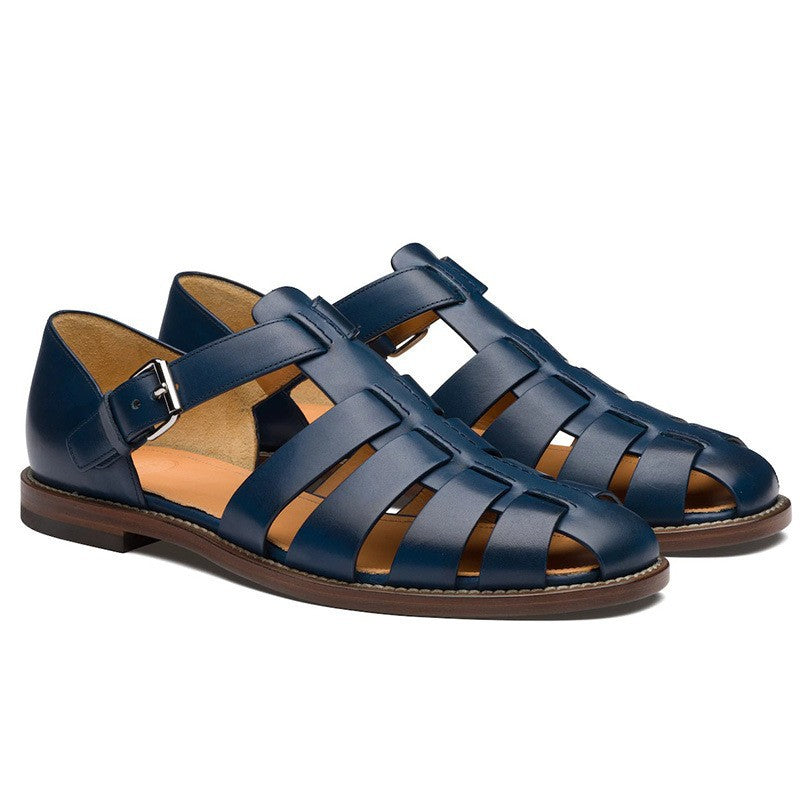 David – Men’s Leather Sandals Roman Style with Buckle - Image 3