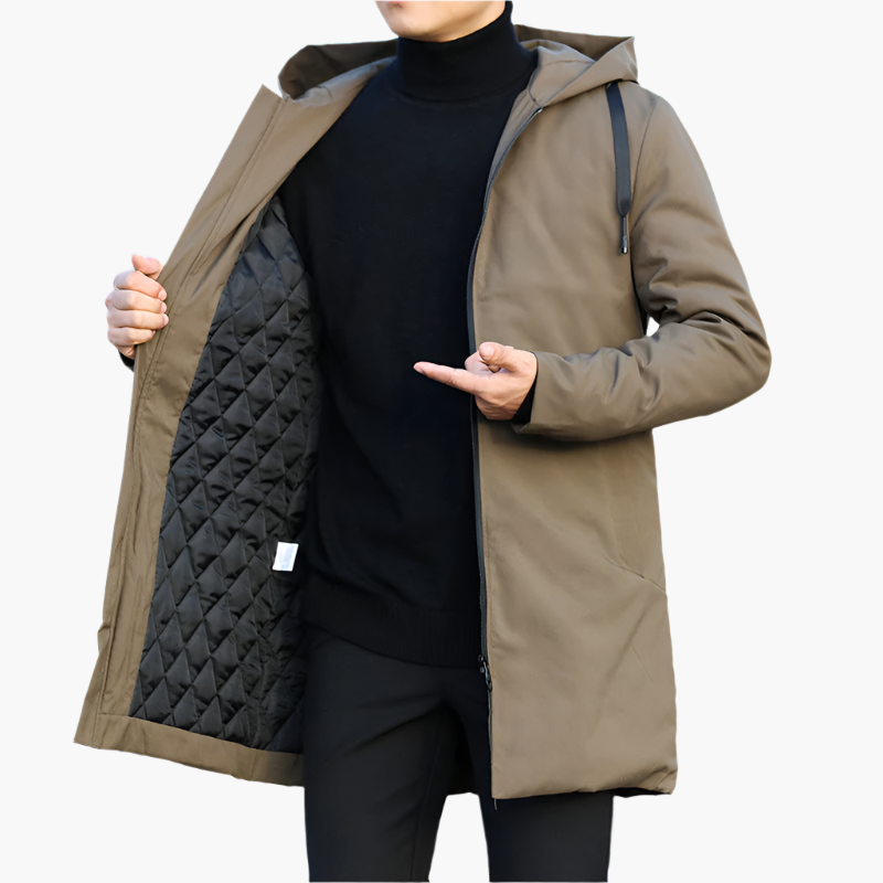 Long men's jacket with hood and zip - J&B; - 8 - London-stylehouse.com