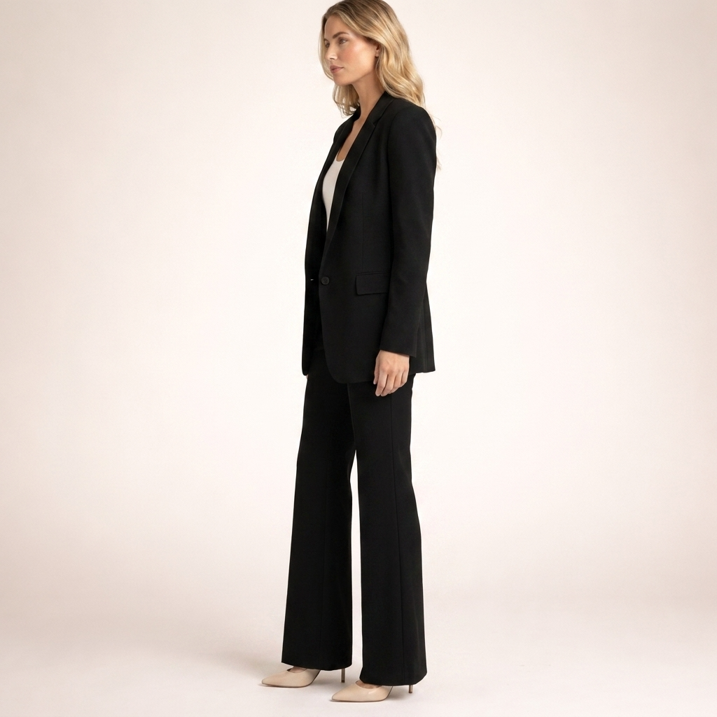 Two-Piece Set Women's Tailored Blazer and Wide-Leg Trousers - Image 5