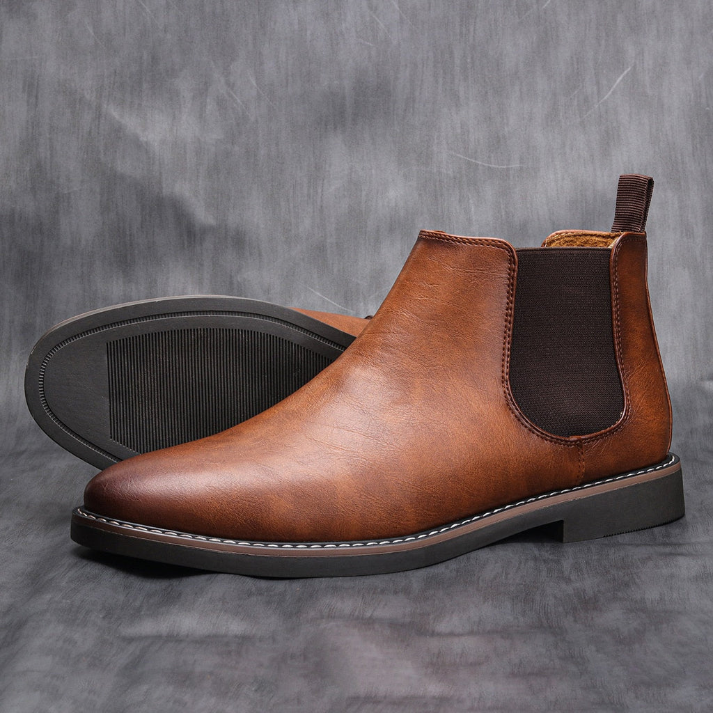 Men’s brown Chelsea boots with elasticated panels - J&B; - 7 - London-stylehouse.com