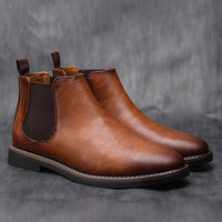 Men’s brown Chelsea boots with elasticated panels - J&B; - 1 - London-stylehouse.com