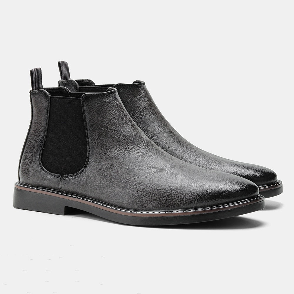 Men’s brown Chelsea boots with elasticated panels - J&B; - 4 - London-stylehouse.com