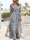 Paula – Elegant Floral Wrap Chiffon  Dress for Women - Image 1