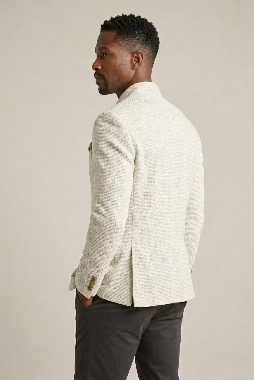 Bespoke men’s jacket with a stand-up collar and elegant button details - J&B; - 4 - London-stylehouse.com