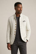 Bespoke men’s jacket with a stand-up collar and elegant button details - J&B; - 1 - London-stylehouse.com