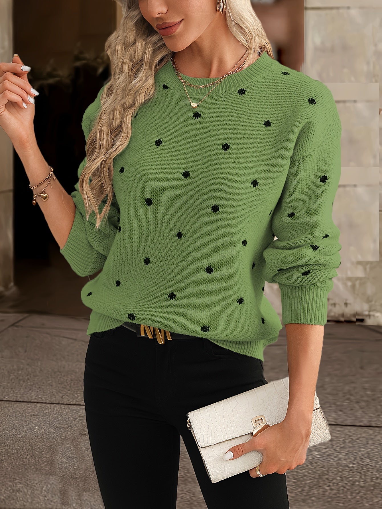 Women’s polka-dot jumper – Round neckline and loose fit - J&B; - 4 - London-stylehouse.com