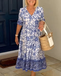 Charlotte – Elegant V-Neck Floral Dress for Women - Image 2