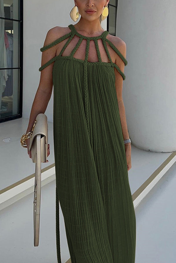 Hannah – Elegant Linen Blend Draped Braids Cover Up Maxi Dress for Women - Image 21