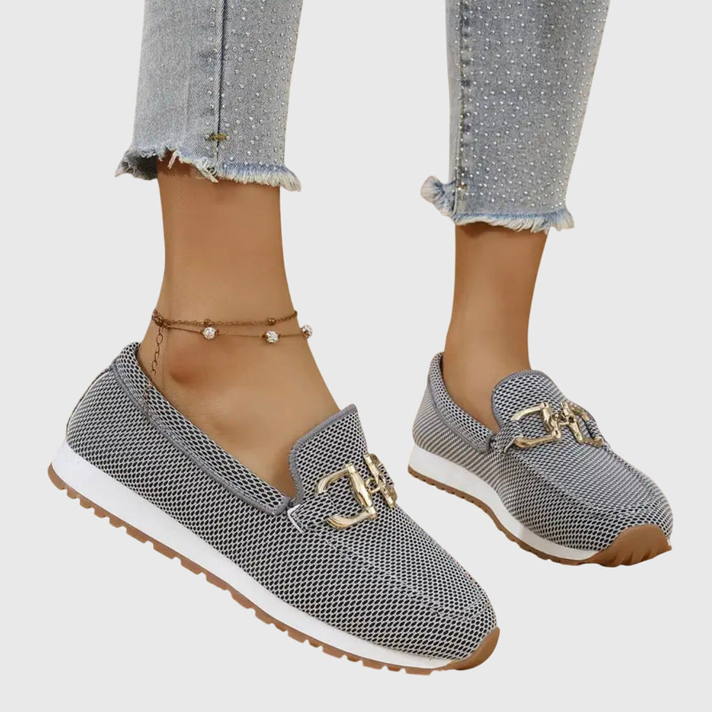 Britta metal accent slip-on loafers in grey