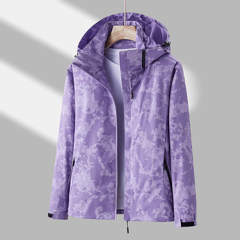 Women’s hooded windbreaker with a floral pattern - J&B; - 2 - London-stylehouse.com