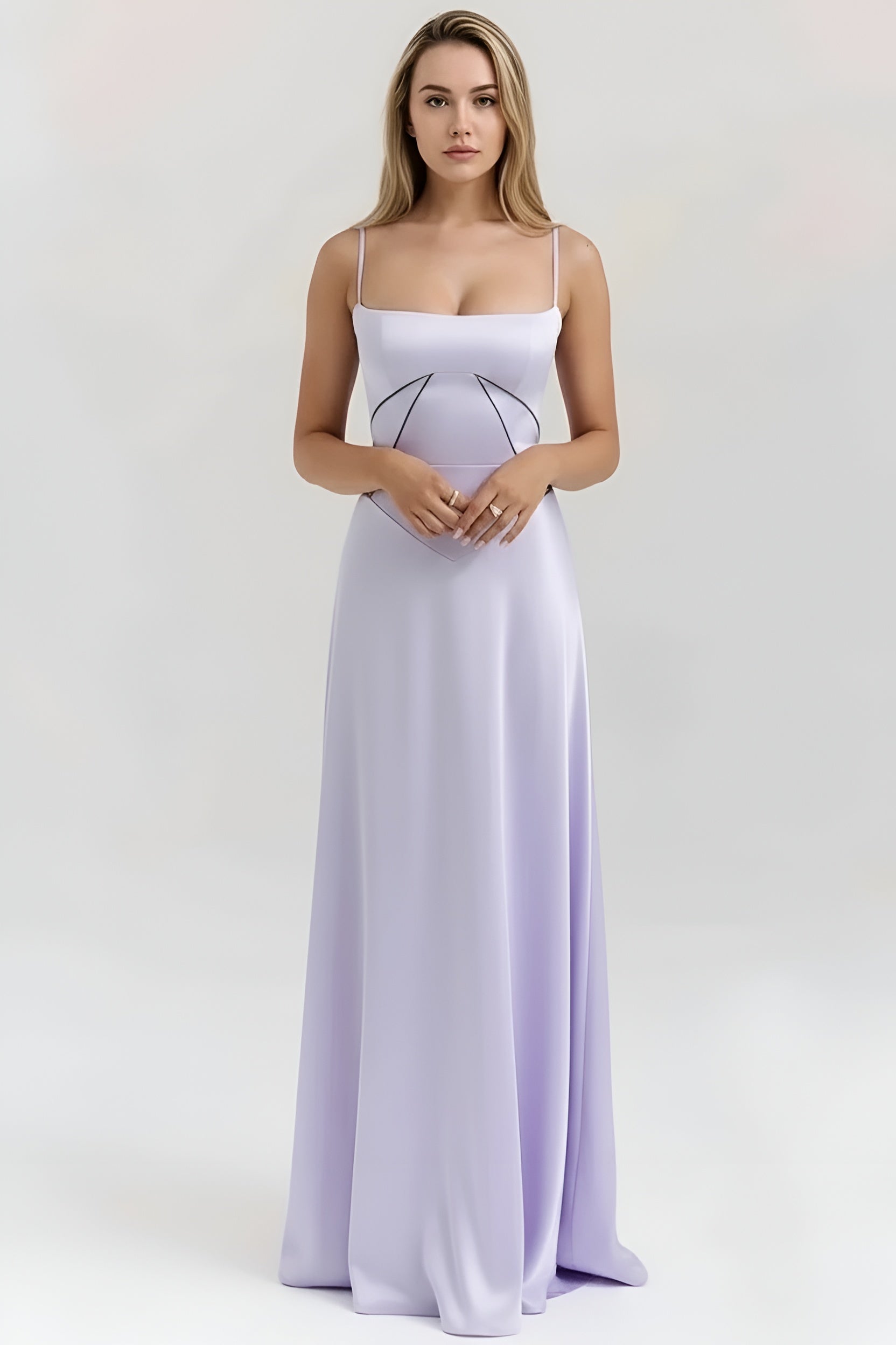 Lila – Elegant Fitted  Long Dress with Thin Straps for women - Image 1