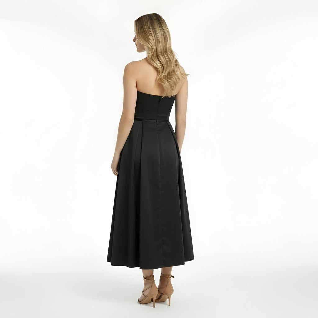 Gisela – Elegant strapless midi dress with full skirt for Women - Image 3