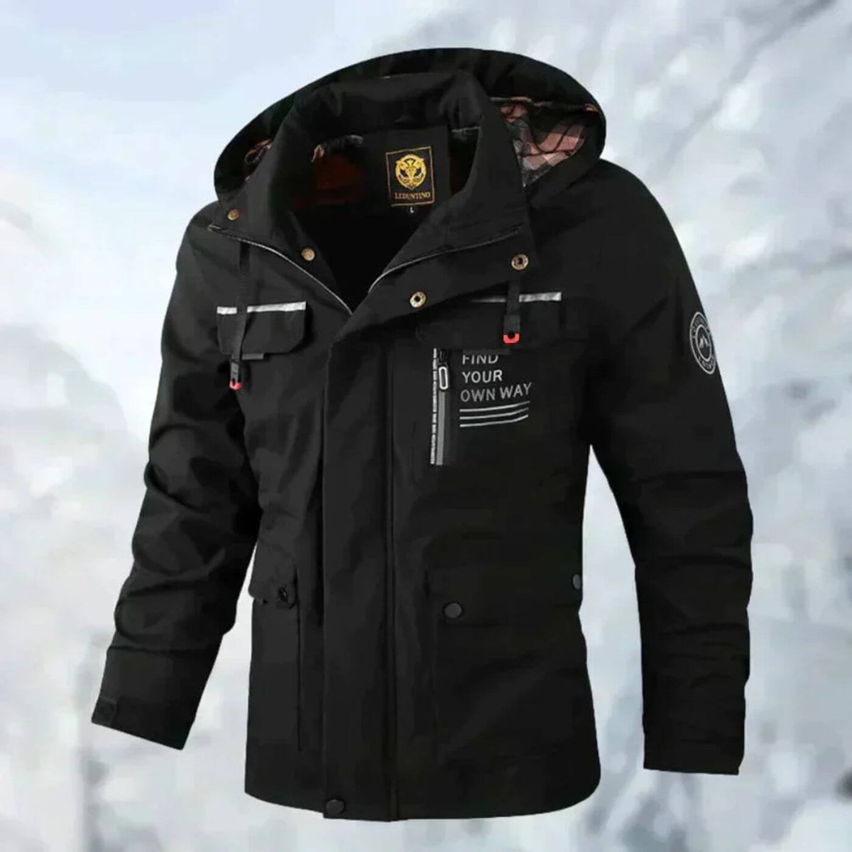 Waterproof men’s jacket with a hood and practical pockets - J&B; - 2 - London-stylehouse.com