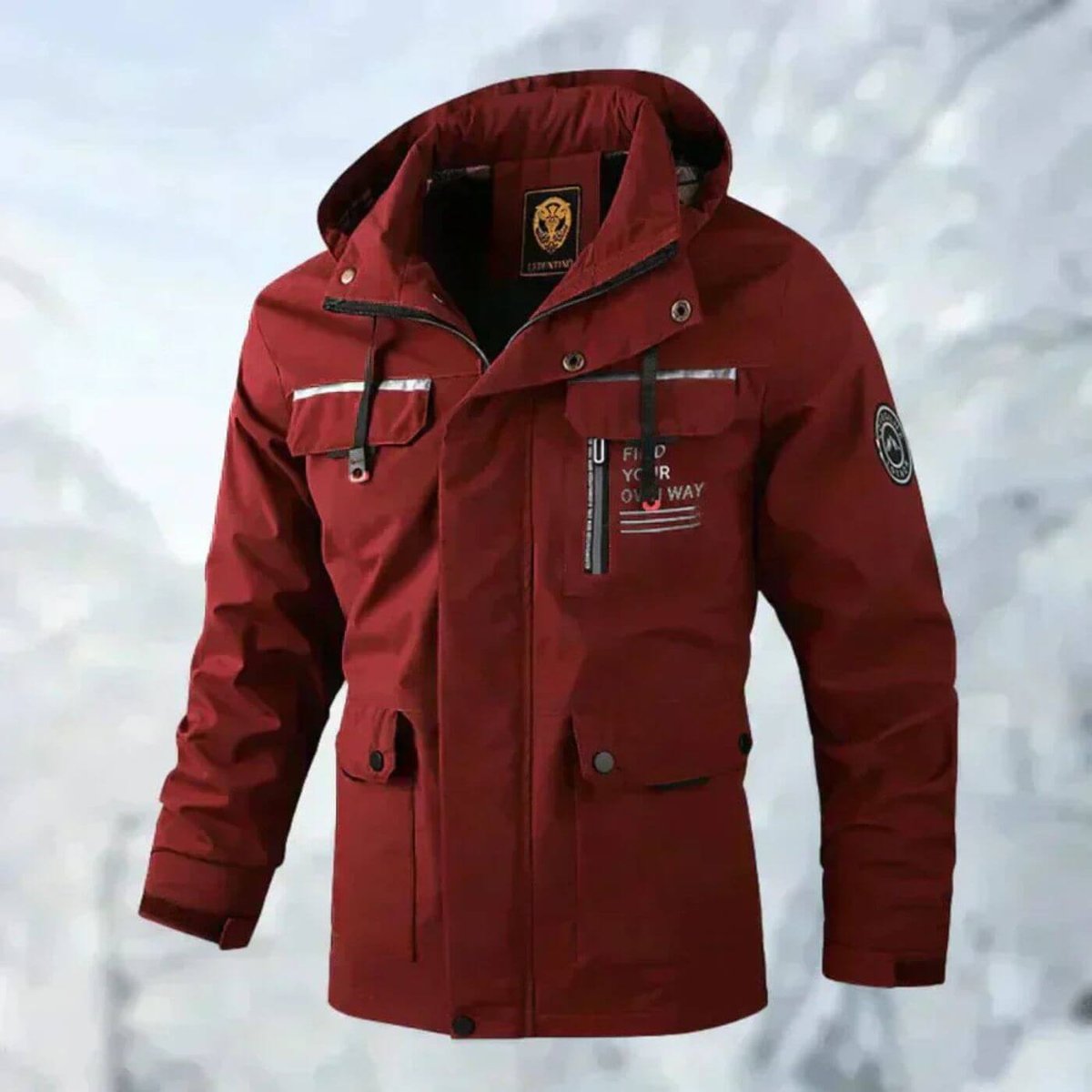 Waterproof men’s jacket with a hood and practical pockets - J&B; - 3 - London-stylehouse.com
