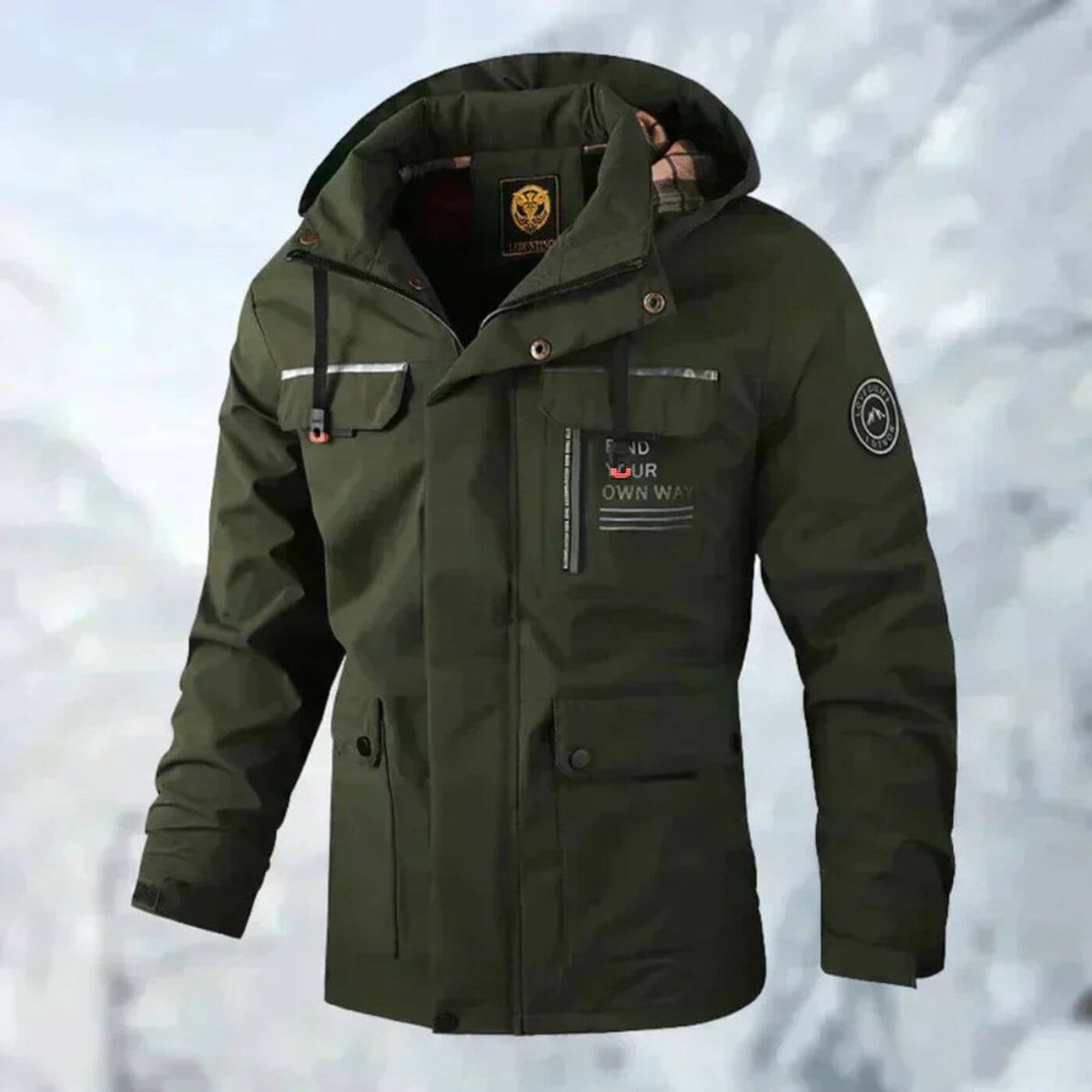 Waterproof men’s jacket with a hood and practical pockets - J&B; - 4 - London-stylehouse.com